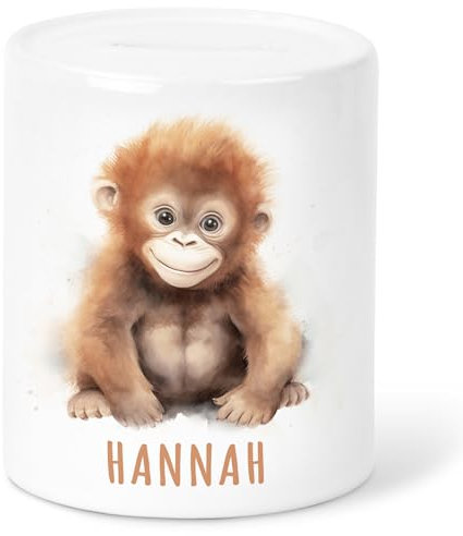 AFFE Spardose Kinder personalisiert mit Namen Geldgeschenk zum Geburtstag für Jungen & Mädchen Geschenk Sparschwein aus Keramik