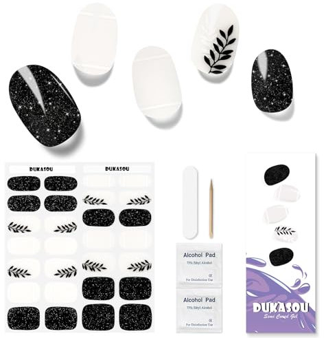 DUKASOU Nagelfolie UV Härtend - 28 Stück UV Gelfolien,Einfach und Bequem UV Gel Strips DIY Gel Nail Sticker ist ein Geschenk für Anfänger, um Nägel zu dekorieren(Fallende Blätter)
