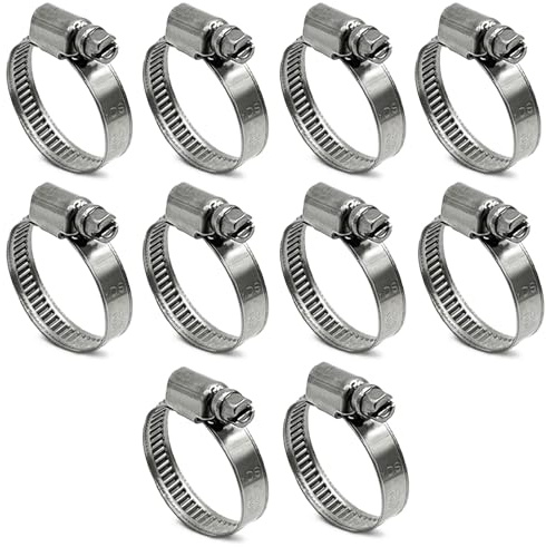 CHUN YUNG DA Geprägte Schlauchschellen W4 Edelstahl 304 DIN 3017 – Größe 12, 20-32 mm Spannbereich, 9 mm Bandbreite, Rostfrei für Schlauch-Sortimente (5/8 bis 1-1/4 Zoll), 10er Pack