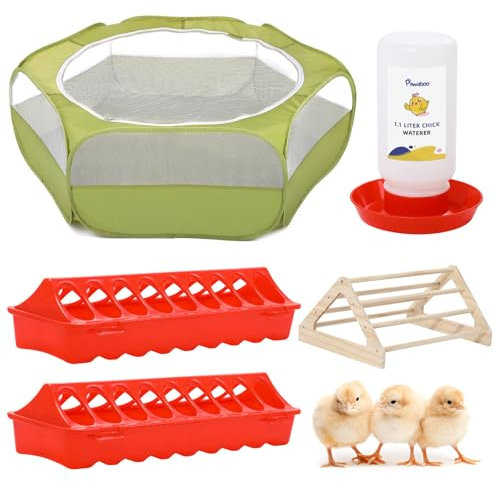 Pawaboo 5-in-1 Boîte D'incubation pour Poussins, Kit de Démarrage, Cage pour Animaux de Compagnie, Perchoir pour Poussins, 1,1L Fournitures pour Bébés Poussins (Kit D'incubation)
