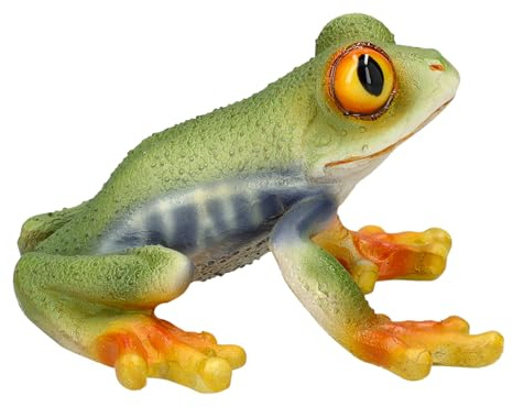 Figuren Shop GmbH Realistische Gartenfigur 9 cm - Rotaugenlaubfrosch von HotAnt - Tropischer Frosch Grün