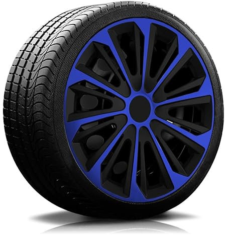 Autoteppich-Stylers RADKAPPEN RADBLENDEN RK06 schwarz/blau für 14 Zoll Stahlfelgen 4 Stück
