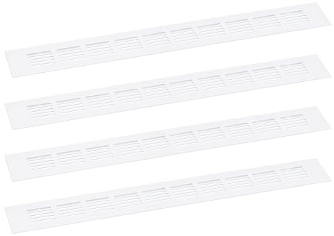 sourcing map Lot de 4 grilles d'aération rectangulaires à persiennes en alliage d'aluminium pour armoire à chaussures, armoire à chaussures, 400 x 50 mm (blanc)