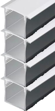 A2ZWORLD 8 Meter Aluminium-Profil für LED-Streifen, komplett mit Abdeckkappen und Haken, 4 Sets à 2 Meter Einbaurahmen für Gipskarton, breit und hoch innen, 20 mm (31 x 20 mm)