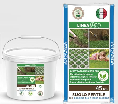 SUOLO FERTILE Terriccio per Tappeti Erbosi, Per Nuovi Impianti, Per Manutenzione e Rigenerazione di Manti Erbosi, Sacco 45 Lt - Secchio 25 Lt (Big Bag 1000 Litri)