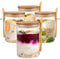 4-Pack Overnight Oats Containers with Wooden Lids and Spoon, 16 oz Overnight Oats Jars, Glass Food Storage Container for Oatmeal, Chia Pudding, Yogurt, Salad, Cereal