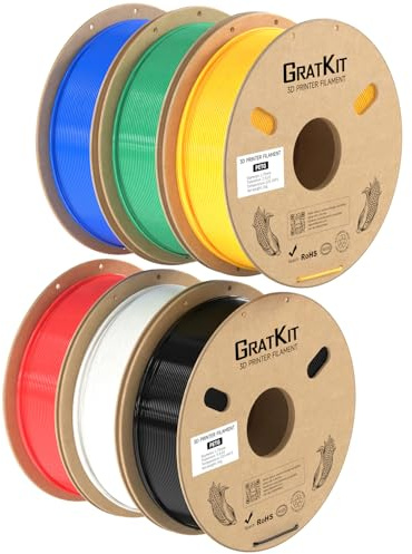 GratKit PETG Filament 1.75mm, PETG 3D Drucker Filament, Multicolor, 6kg