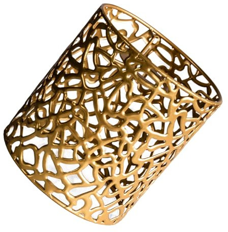 Osasy lampenschirm klein Vintage Metall Lampenschirm, Boho Rattan Design, 15 cm Höhe, Gold, für Tischlampe oder Pendelleuchte