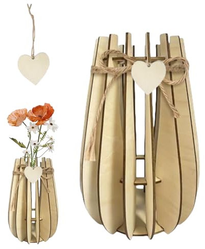 Holzvase, Blumenvasen, 1 Stück 3D Vase für Blumen Puzzlevase Aus Holzvase, für Rosen Sonnenblumen Tulpen und Orchideen, für Home Decor Tischdekoration Geschenk für Blumenliebhaber