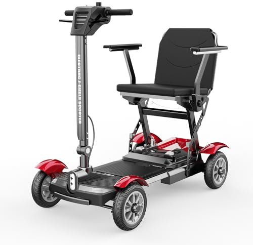 TODIMART YL-220 Mobilitätsroller mit 4 Rädern, 30 km Reichweite, leichter faltbarer Roller für Erwachsene, mit Diebstahlsicherung und Schlüssel, einfach zu bedienendes Bedienfeld, mit schwarzem Aufbew