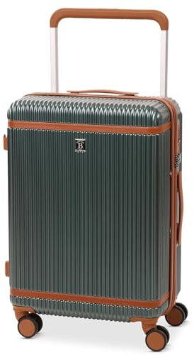 BERTOO Napoli XL Hartschalenkoffer – Großer Trolley mit Kunstlederriemen, erweiterbarem Stauraum, wasserfester Tasche, Doppelrollen & seitlichen Haken (Grün, XL - 72 l, 4.15 kg)