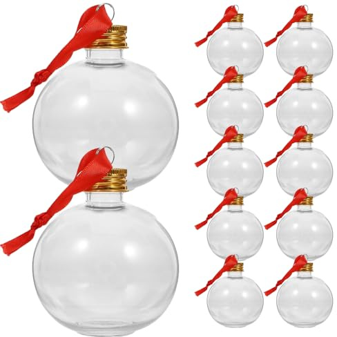 12 Stücke Weihnachtskugel Trinkglas, Wiederverwendbar Christbaumkugeln zum Befüllen, Weihnachtskugeln für Getränke, Transparente Trinkkugeln für Weihnachtsfeier-Dekoration (Gold, 150ML)