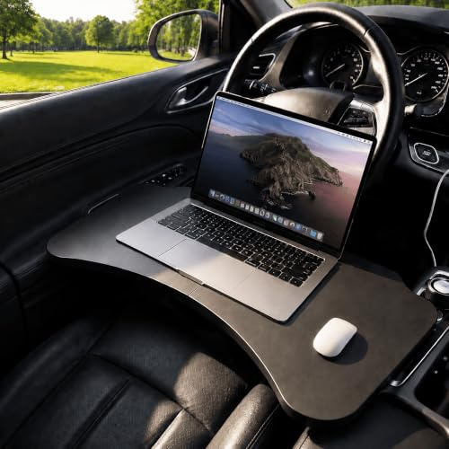 Ronsoile Car Tray for Tesla Model Y 3, Car Desk Steering Wheel Tray, Foldable Car Table Tray, Car Desk for Laptop, Steering Wheel Desk for Eating and Traveling