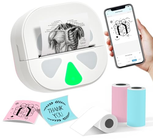 NADAIIN Sticker Printer, D20 Bluetooth Portable Mini Thermal Printer for Kids, Inkless Photo Label Maker for iPhone Android, Gift for Study, Journal, DIY Crafts, Anatomical Diagrams, White