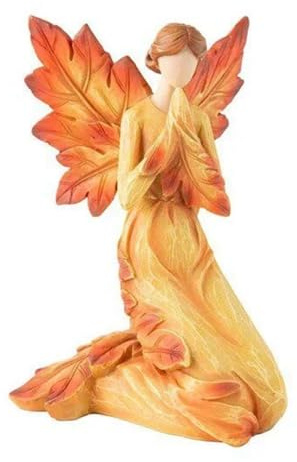 Aboiled Autumn Maple Leaf Angel Statue Desktop Ornaments Garden Home Office Decoration,Kneeling Angel