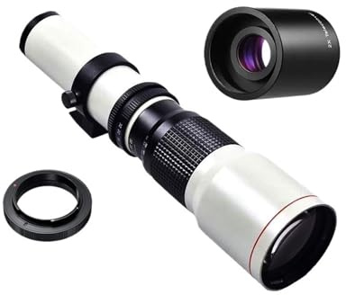 Objectif téléobjectif Manuel 500 mm F8.0 avec convertisseur 2X Compatible avec Les Nikon D3400, D500, D7200, D5500, D750, D5300, 60D et 77D.(A9,XF)