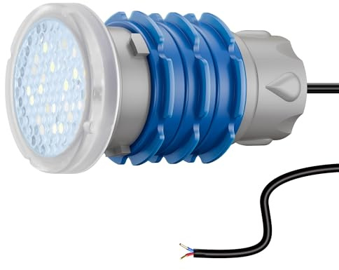 OSREE Mini Luci LED Piscina con Filettatura 1 1/2, 6W Lampade Piscina Bianco 6000K Non Dimmerabile, 600lm, Ø49mm, 12V AC/DC IP68 Impermeabile Faro per Bocchetta Piscinas Interrate e Cemento