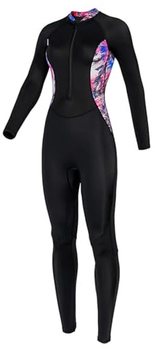 Aomiun Traje De Baño De Manga Larga para Mujer con ProteccióN Solar UPF 50, Traje Neopreno Una Pieza Secado Rápido para Surf Y Snorkel, Baño con (L)