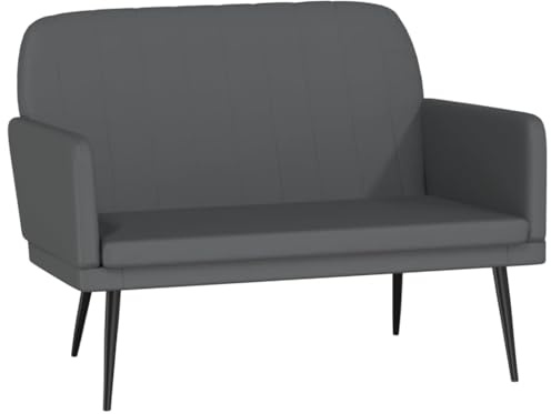 Mhdvray Sitzbank Grau 107x80x81 cm Kunstleder Eckbank mit Metallgestell Modernes Design Bequeme Esszimmerbank mit Armlehne für Küche Flur Schlafzimmer
