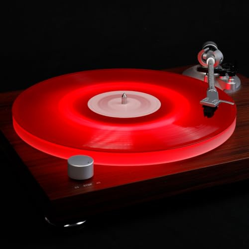 MANAYO RGB LED Acrylic Platter Upgrade for Audio-Technica AT-LPW30, LPW40，LPW50， Precision-Fit Frosted Turntable Slipmat with Multi-Mode Light Strip, LPW30 Series Accessories