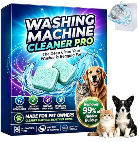 Washing Machine Cleaner Pro Tablets -12 Pieces,Remove Odour & Pet Hair,Clean the Inner Drum and Laundry Tub Seal, All Washing Machines
