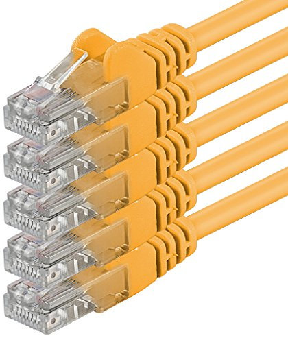 1aTTack.de 5m - yellow - 5 pieces - CAT6 CAT6 Ethernet Lan network cable RJ45