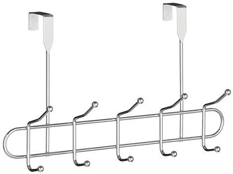 Premier Housewares 509729 10 Hook Over Door Hanger - Chrome, H25 x W41 x D14cm