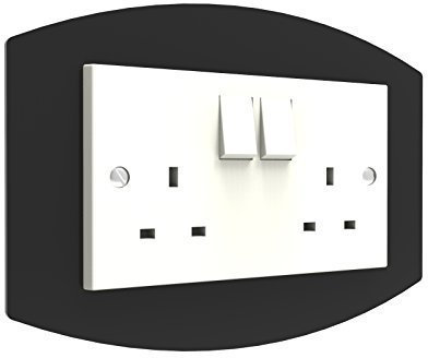 Displaypro Curved Single, Double Light Switch Surround Acrylic Finger Plate Panel Plug Socket (Black - Double)