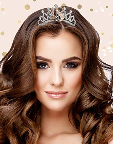 Alandra Tiara-18 Diadem, zum 18. Geburtstag, Roségold, Metallic, in Geschenkverpackung, cremefarben und roséfarben, Einheitsgröße