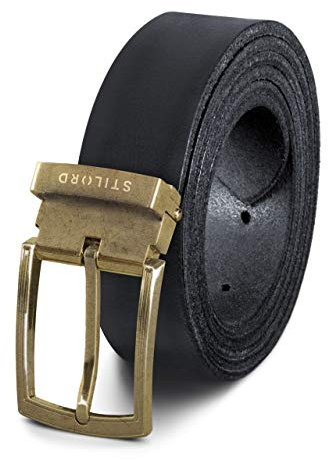 STILORD Vintage Echtleder Gürtel Herren Damen Retro Kürzbar Universal Ledergürtel Büffelleder, Farbe:schwarz | Schnalle antik - bronzen I, Größe:Universal 80-130 cm