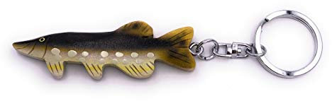 H-Customs Hecht Fisch Angeln Holz Edel Handmade Schlüsselanhänger Anhänger