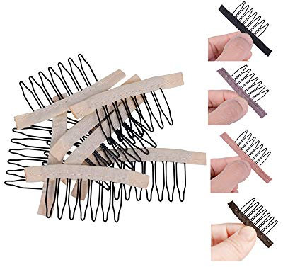 24 Stück Perücken Clips mit Zahnkamm Perückenkämme Comb für Perücken und Wig Cap (Blond)