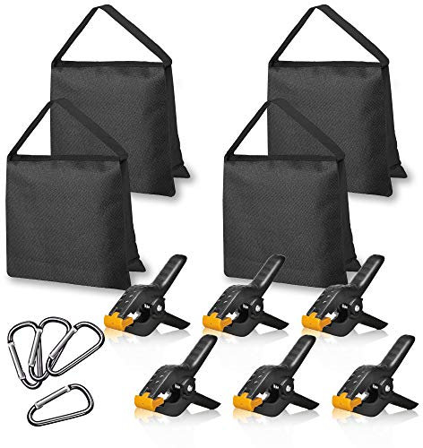 EMART 4 Stück Sandbags Sandsack und 6 Klammern Fotohintergrund Groß 11,4cm für Fotos Studio, Hintergründe