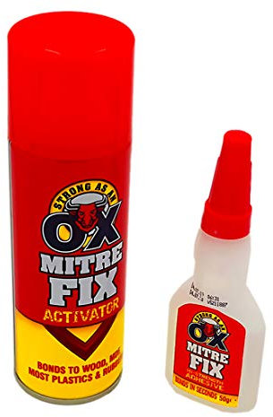 StrongAsAnOx | Mitre Fix Fast Bonding Adhesive + Activator Kit | Hi-Strength Multipurpose | 50g/200ml | Wood Metal Plastic Ceramic Strong Bond
