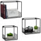 Relaxdays Wandregal im 3er Set, für Wohnzimmer, modernes Gitter-Design, eckiges Wandboard, Metall, 15 cm tief, schwarz