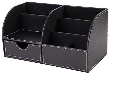 Stifthalter Büro Stiftbox Schreibtisch Organizer PU Leder Ordnungssystem Tisch Bleistifthalter Multifunktional Organisator Ablagefach Stifte Schreibtischablage mit Schublade Ordnerablage Schreibware