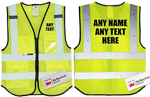 UNIGIFT Personalisierte Salzmann 3M luftdurchgehendeigem Mesh Warnweste mit Text, mehreren Taschen Nummern mit 3M Reflektierendem Material - Gelb hochsichtbar Sicherheitsweste Arbeitsweste
