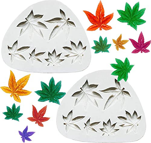 MLOLM Weed Leaf Cake Fondant Mold, Silicone Pot Leaves Cake Topper Decoration Gummy Mold for Chocolate Candy Sugar Craft Gum Paste Polymer Clay