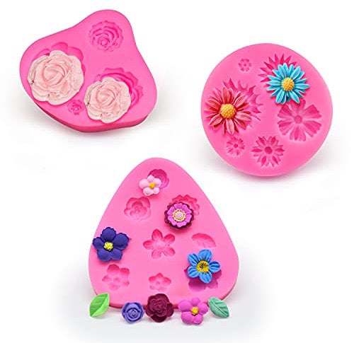 JINYJIA Moule à Gâteau 3D en Silicone Fleur pour Fondant, Mini Rose, Outils de Cuisson Bricolage pour Chocolat, Savon et Décoration