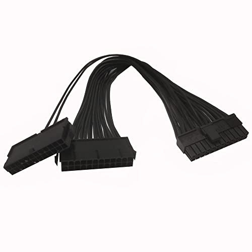 ZkeeShop Dual Cable Power Supply Extension Cable 24 Pin to 24(20+4) Pin Splitter Cable Compatible for ATX Motherboard 12 Inch(30 cm)