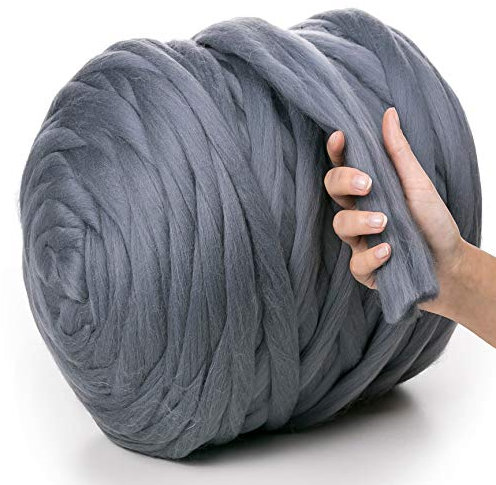 MeriWoolArt 100% Merinowolle, 4-5 cm, Wollgarn für Nassfilzen und Nadeln, Filzwolle, Trockenfilzen, DIY, dicke Decke aus weicher Wolle, grob zum Stricken
