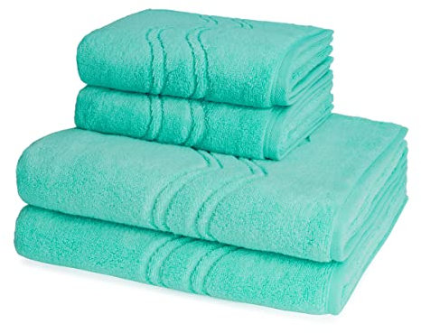 Ross - 4 teiliges Frottier-Set - Cashmere Feeling (2 X Handtuch 2 X Duschtuch im Set) - 520 g/m2 - Baumwolle - Walkfrottee - saugstark - weich und flauschig - Bleached Aqua