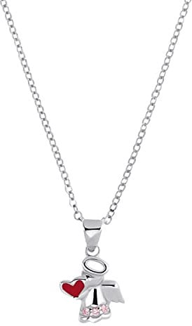 Amor Kette mit Anhänger 925 Sterling Silber Mädchen Kinder Sets, 35+3 cm, Silber, Kommt in Schmuck Geschenk Box