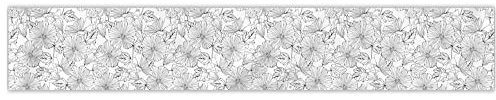 MuchoWow® Balkon Sichtschutz Sichtschutzmatte Balkonbanner Abdeckung für Terrasse Balkon Windschutz Blickdicht Wetterfest 500x75 cm Blumen - Schwarz - Weiß - Design - Flora