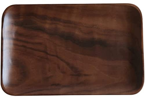 Habiba Assiette À Dîner Multifonctionnelle, Assiette À Salade en Bois Rectangle Carré, Assiette À Dessert Fine Anti-Chute Et Durable Faite À La Main