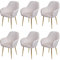 Mendler 6er-Set Esszimmerstuhl HWC-F18, Stuhl Küchenstuhl, Retro Design - Samt Creme-weiß, goldene Beine