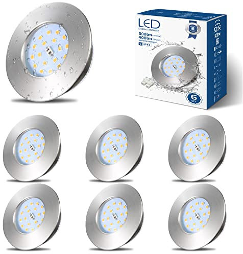 HiBay 6 Faretti Led da Incasso per Cartongesso 5W IP44 Faretti Led Soffitto Incasso Bianco Neutro 500LM,220V Bagno Inox Foro Ø60mm-65mm per Cucina,Esterno