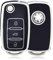 OFFCURVE Etui a Cle Voiture Coque Clé, Étui à Clés Couvre Clef Cache Clef 3 Boutons Compatible avec VW Volkswagen Polo Golf 4/5/6 Multivan T5 Caddy Jetta Bora Superb Passat Skoda Fabia Seat Ibiza