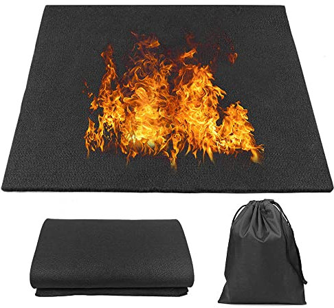 Feuerfeste Unterlage 100x100 cm Carbonfilz feuerfeste matte Hitze Beständige Matte Backmatte Feuerfeste Matte Hitzeschutzmatte hitzebeständig (Schwarz)