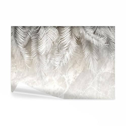 decomonkey Fototapete Pflanzen, 450x315 cm, Blätter Baum Laub Natur Grün | Beige, Vlies, Schlafzimmer, Wohnzimmer, Design, Tapete, Fototapeten, Tapeten, Vliestapete, Wandtapete, moderne, Wand